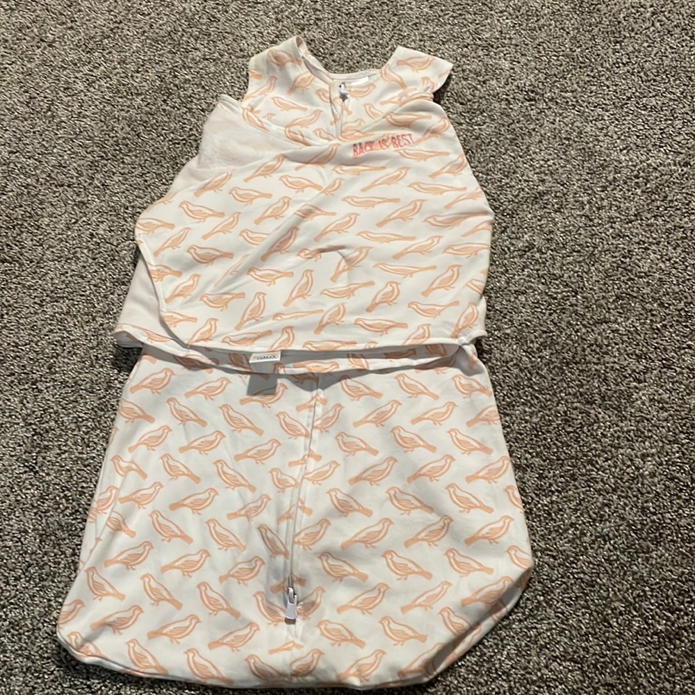 Halo Sleep Sack with Bird Pattern - White and Peach